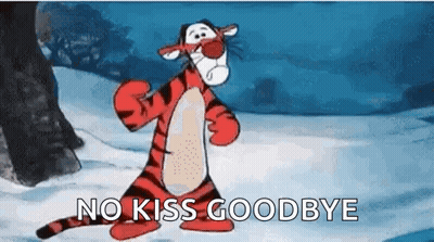 Tigger Kneeling In Snow Saying No Kiss Goodbye GIF