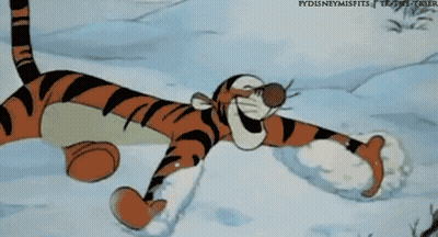Tigger Lying In Snow With Bubble GIF