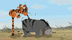 Tigger Painting The Body Of Eeyore GIF