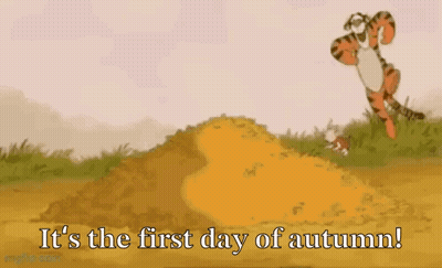 Tigger Running In Field With Falling Leaves GIF