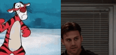 Tigger Standing In Snow Next To Man In Suit GIF