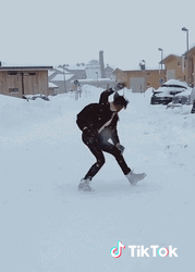 Tiktok Guy Loses Balance In Snow GIF