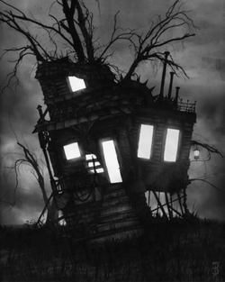 Tilted Haunted House GIF
