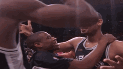 Tim Duncan Spurs Team Hug GIF