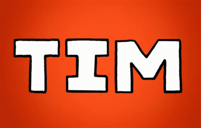 Tim Is Written In White On An Orange Background GIF