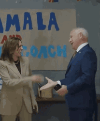 Tim Walz And Kamala High Five GIF