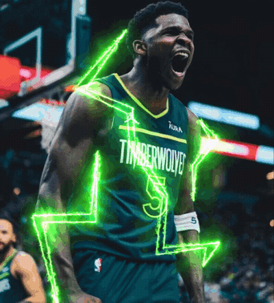 Timberwolves Player With Green Lightning Bolt