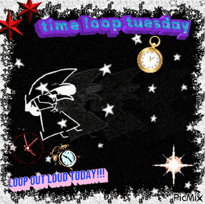 Time Loop Tuesday Greeting Card With Cartoon Character GIF