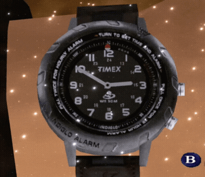 Timex Watch With Black Face And Brown Strap GIF