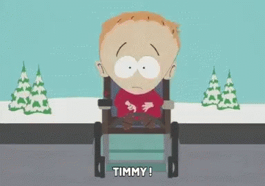 Timmy From South Park Is Sitting In A Wheelchair And Says Timmy GIF