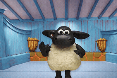 Timmy The Sheep Standing In Blue Room GIF