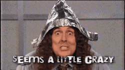 Tin Hat Man Seems A Little Crazy GIF