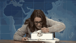 Tina Fey Eating Cake GIF