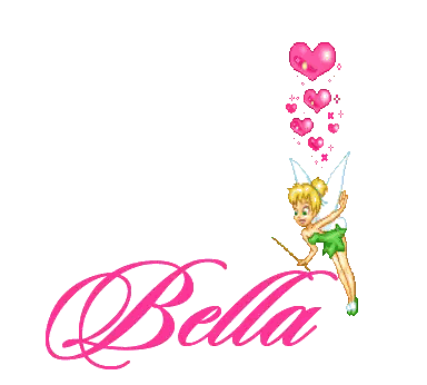 Tinkerbell Fairy Surrounded By Hearts Saying Bella Sticker