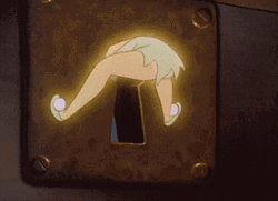 Tinkerbell Stuck At Key Hole GIF