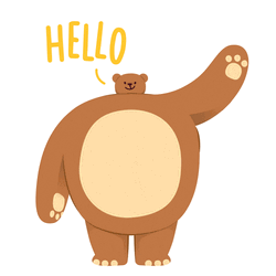 Tiny Headed Kingdom Bear Waving GIF
