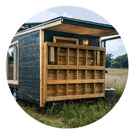 Tiny House With Wooden Deck And Window Sticker