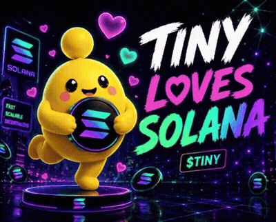 Tiny Loves Solana Advertisement With Yellow Character GIF