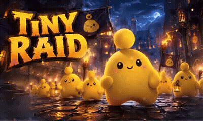 Tiny Raid Poster With Yellow Cartoon Characters GIF