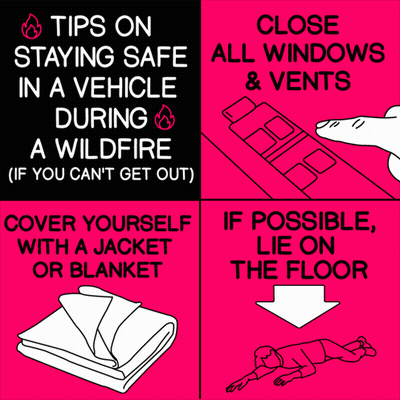 Tips On Staying Safe In A Vehicle During A Wildfire If You Can 'T Get Out GIF