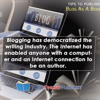 Tips To Publish Blog As A Book With A Laptop And A Book GIF