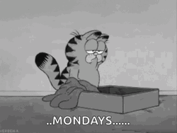 Tired Black And White Garfield Monday GIF