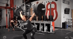 Titan Games Player Lifts Barbell Row Warm Up GIF
