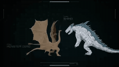 Titan Monster Zero And Titan Shimo On Computer Screen GIF