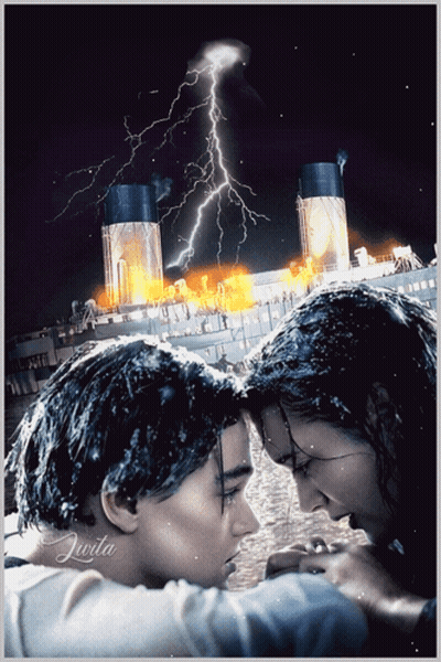 Titanic Movie Poster Man And Woman Hugging GIF