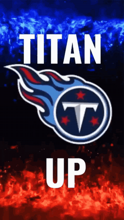 Titans Logo On Red And Blue Background Saying Titan Up GIF