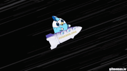 To The Moon Bue Bird Riding A Rocket GIF