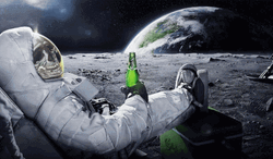 To The Moon Skull Astronaut Drinking Soda GIF