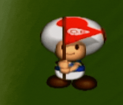 Toad Holding Red Flag Number 28 GIF