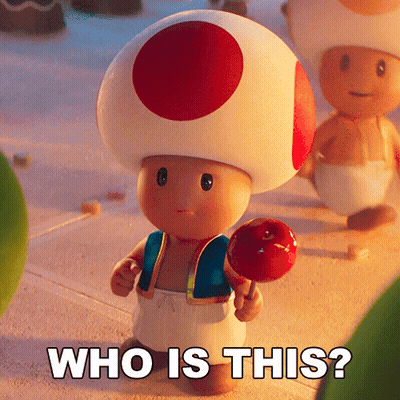Toad With Red Circle Hat Holding Apple Says Who Is This GIF