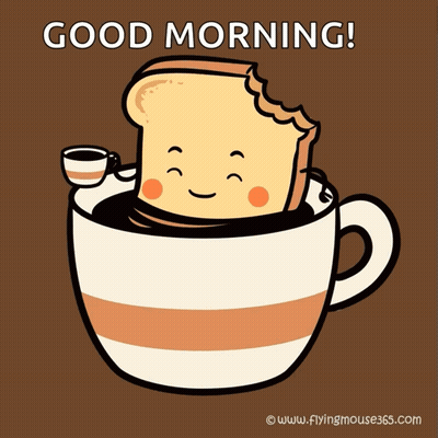 Toast Slice In Coffee Saying Good Morning GIF