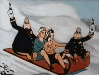 Toboggan Sled Down Mountain GIF