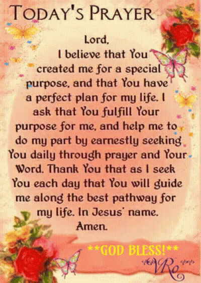 Today's Prayer Card With Flowers And Butterflies GIF