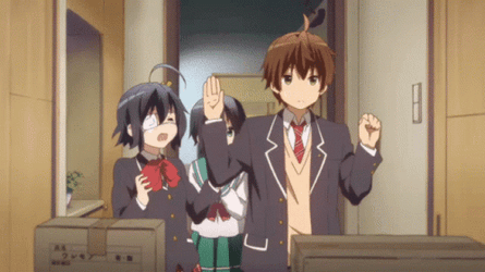 Togashi Yuuta Hit Rikka's Head GIF