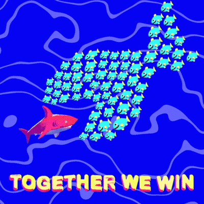 Together We Win Poster With Shark GIF