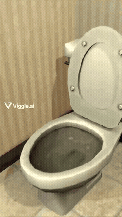 Toilet Lid Up With Viggle.ai Text GIF