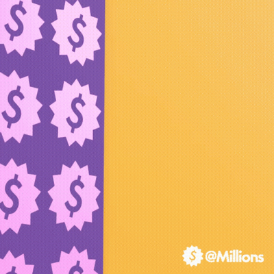 Toilet Paper With Pink Dollar Signs On Yellow GIF