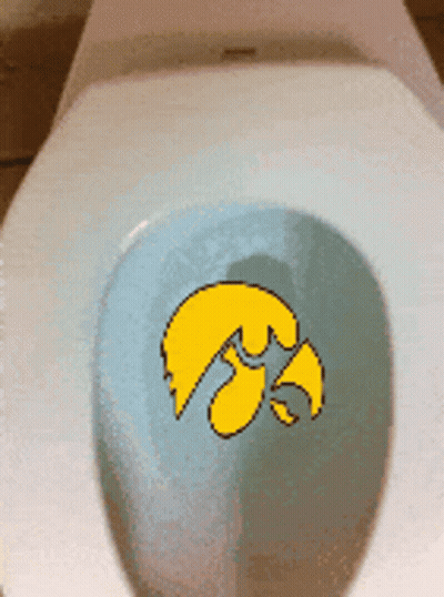 Toilet With Iowa Hawkeyes Logo GIF