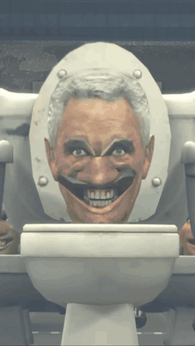 Toilet With Man's Face On Seat GIF
