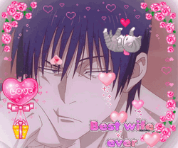 Toji Fushiguro Pink Floral Mobile Design GIF