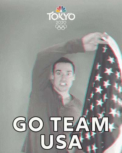 Tokyo 2020 Olympics Poster Man Holding American Flag GIF
