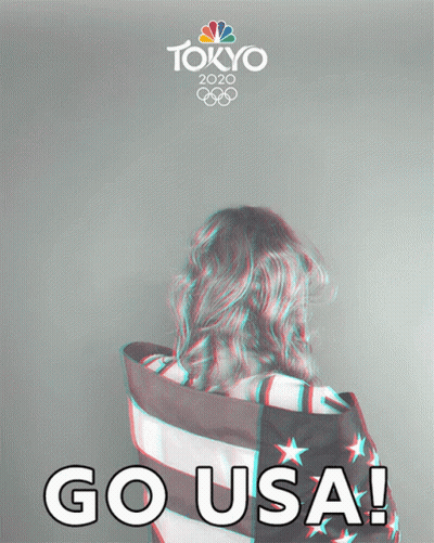 Tokyo Olympics Poster With Woman Wrapped In American Flag GIF
