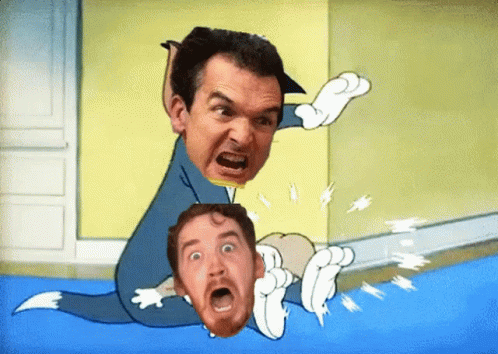 Tom And Jerry Cartoon With Two Men Faces GIF