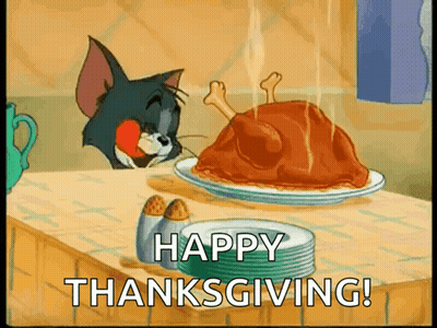 Tom And Jerry Eating Turkey Happy Thanksgiving GIF