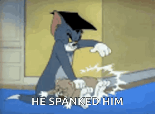 Tom And Jerry Fighting He Spanked Him GIF