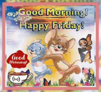 Tom And Jerry Hugging Good Morning Happy Friday GIF